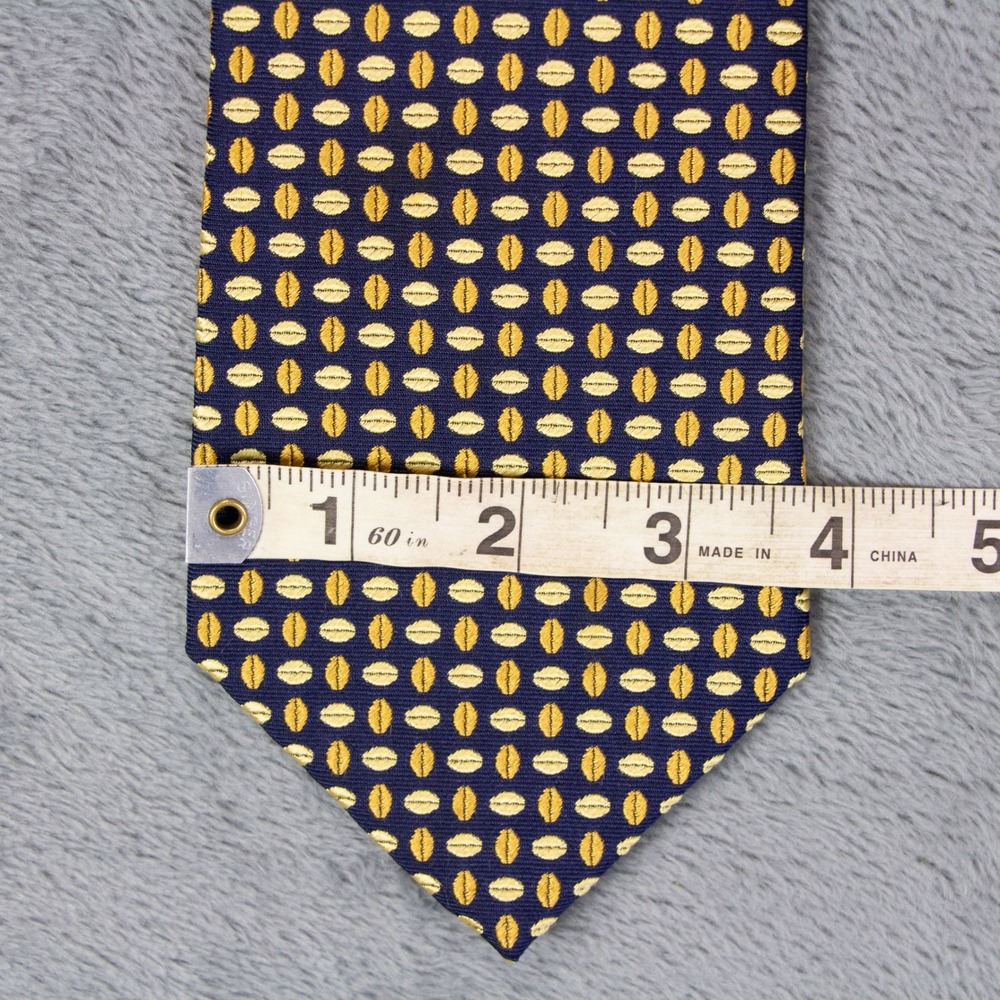 Brooks Brothers Makers Navy Blue Gold Geometric Silk Tie Woven in England USA - Picture 5 of 6